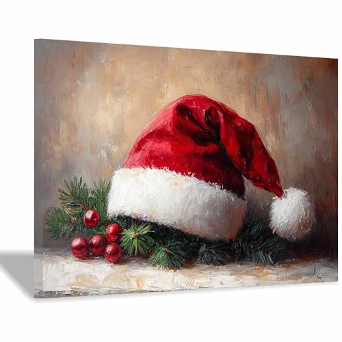 Tableau sur toile Noël pour raviver un mur blanc : grand paysage d'hiver encadré 50x70cm
