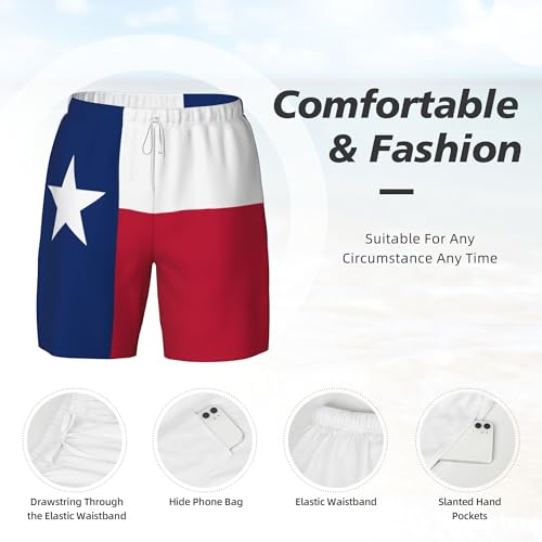 Mens Swim Trunks with Compression Liner Beach Board Shorts Quick Dry Swim Shorts -Flag of Texas4