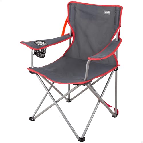 AKTIVE Camping Silla de Camping Plegable 47x47x82 cm, Gris Marengo, Estructura de Acero, Peso máx....
