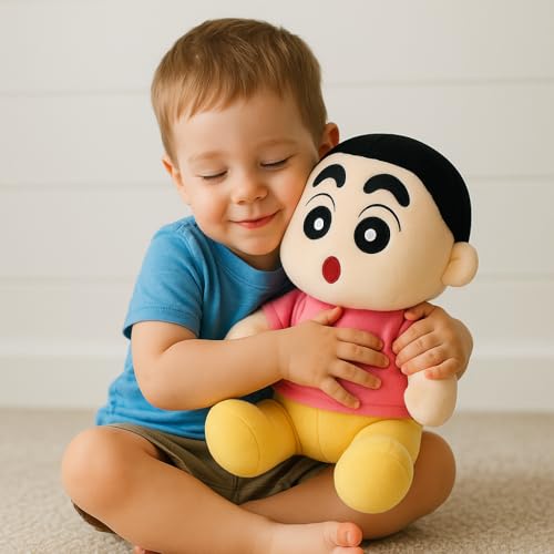 Image of Shinchan Plush Toy, RED and Yellow, 35 cm Soft Stuffed Character Doll