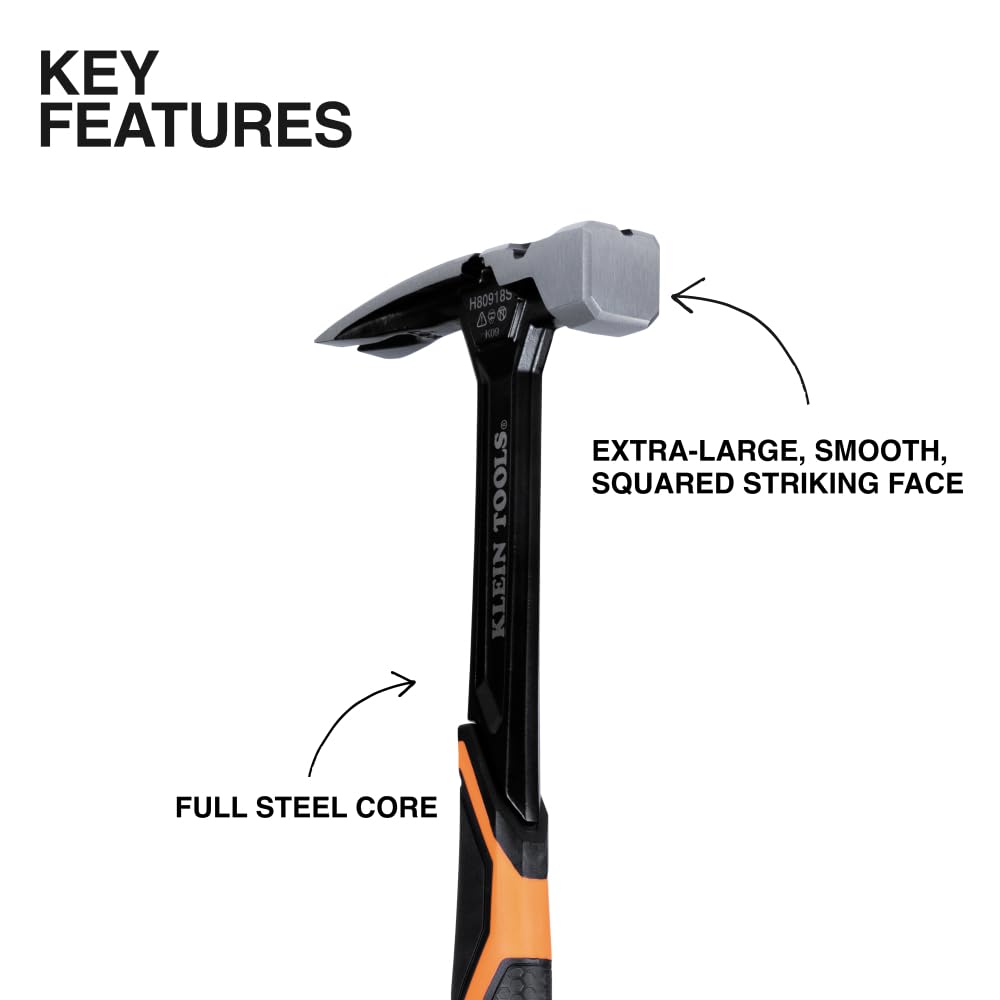 Klein Tools H80918S Hammer - Smooth Face Framing -2 Klein Tools H80918S Hammer - Smooth Face Framing -2