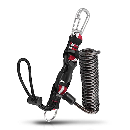 Scuba Diving Coiled Lanyard, Heavy Duty Stainless Steel Spring Lanyard