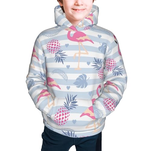 Flamingo and Pineapple Kid Hoodies Boys Sweatshirts Girls Pullover with Pocket3