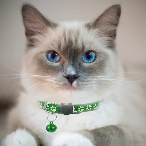 Hepplly 2-Pack Cat Collars Quick Release Reflective Kitten Collar with Bell (Dark Green) - Image 2