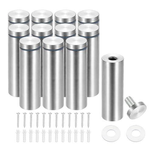 Image of PATIKIL 1 inch x 3.2 inch Standoff Screws, 12 Pack Stainless Steel Wall Mount Sign Standoffs Mounting Hardware Advertising Nail for Hanging Acrylic Picture Frame, Silver
