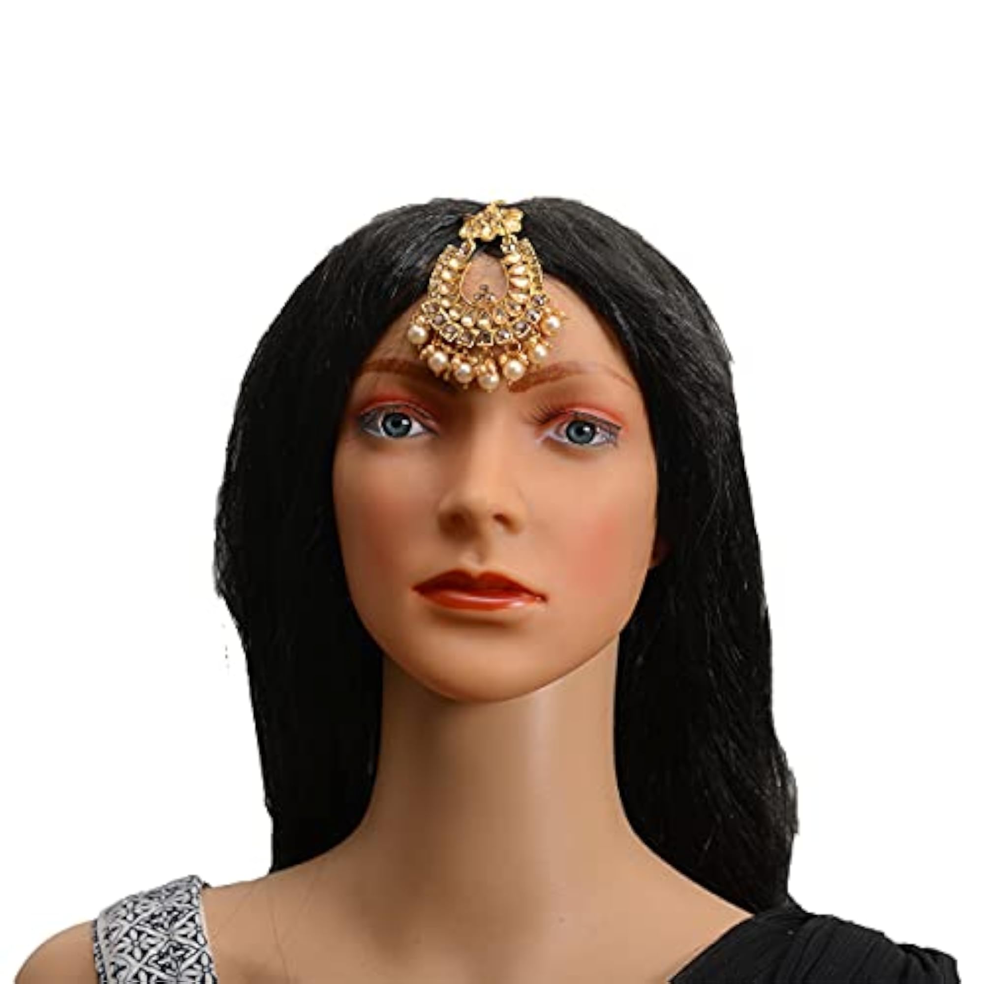 Traditional Maang Tikka with Kundan and Pearls