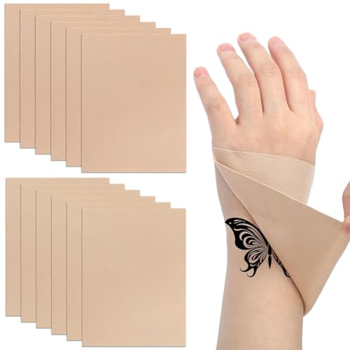 DULZEN 12 Pezzi Nastro Coprire Tatuaggi Temporanei Manica Avambraccio per Uomini e Donne Cerotto per Coprire Tatuaggi uon Effetto Coprente (Carnagione e Colore Pelle Bianca)
