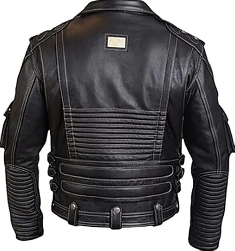 Cheemaz Men's H-D Multi Zipper Black Reinforced Brando Leather Jacket - Multiple Pockets Vintage Biker Studded Leather Jacket. (As1, Alpha, L, Regular, Regular, Black) #TOP3