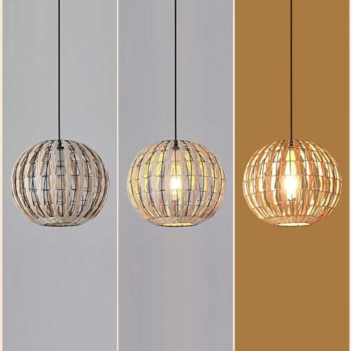 Chandelier rotan naturel design boho chic cage suspendue - 6