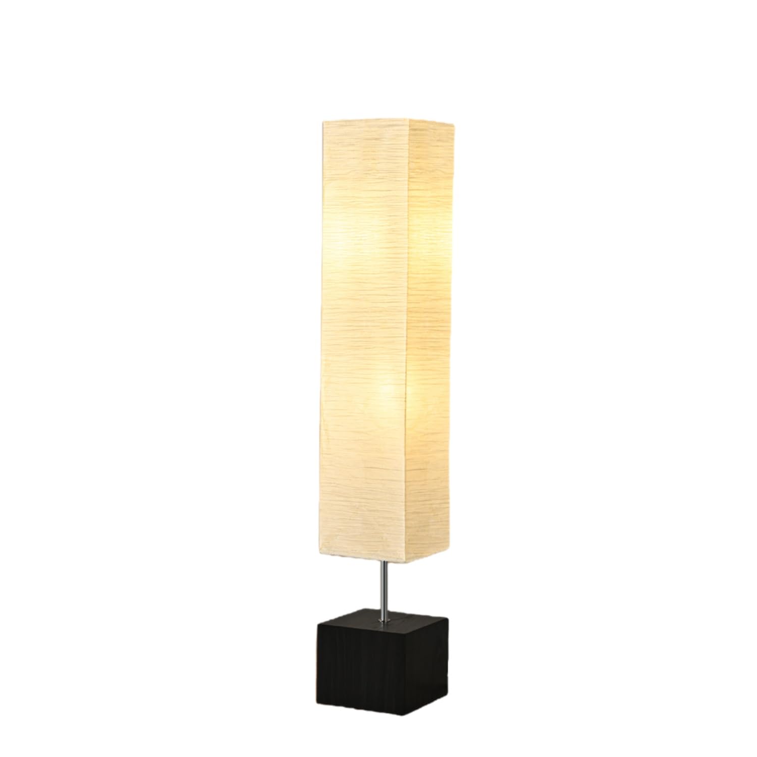 Photo 1 of JUNIOTEX 46" Floor Lamp, Modern Standing Lamp with Solid Wood Base & Xuan Paper Shade, Tall Reading Light with Foot Pedal Switch, E26 Bulb Compatible, Ideal for Bedroom, Living Room, Study