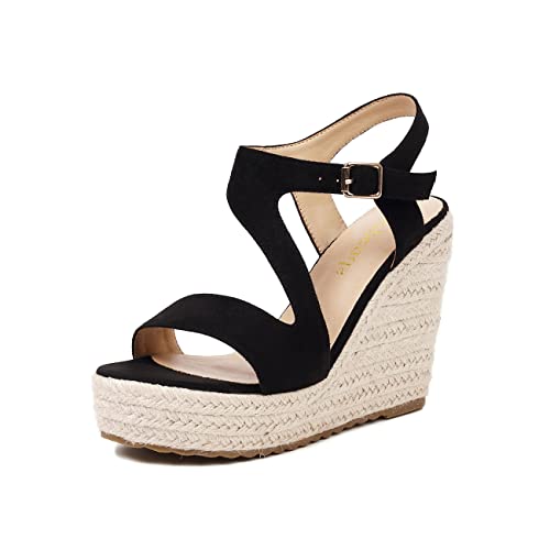 Women's Wedge Sandals, Espadrille Platform Summer Sandals, Wedge Ankle Strap Open Toe Sandals