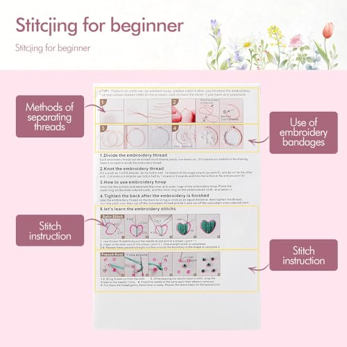 Image of 5 Pack embroidery kit for beginners Adults DIY Starter Kit,Sunflower Gifts for Women Cross Stitch Kits with Flower Stamped Patterns, Embroidery Hoop, Tools,Colorful Threads,Hand Craft Lover Gift