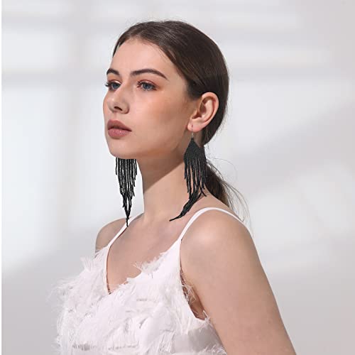 Handmade Beaded Tassel Earrings - Boho Drop Fringe Earrings for Women, Native American Indian Earrings4