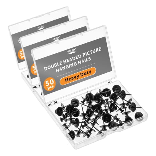 Image of Mr. Pen- Double Headed Picture Hanging Nails, 150 Pack, Black