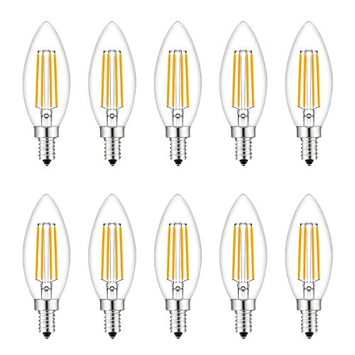 B4U LED Bulbs E14 Dimmable, Pack of 10 Small Screw Candle Bulbs, 4W = 40W Clear Edison Screw in Bulb, Warm White 2700K,