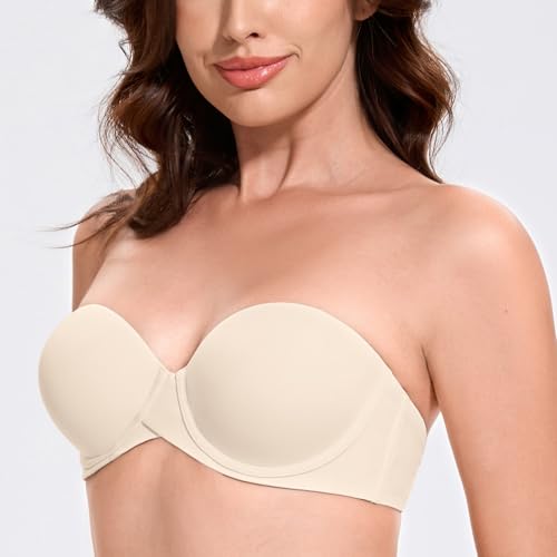 Image of MELENECA Women's Stay Put Padded Cup with Lift Underwire Push Up Strapless Bras