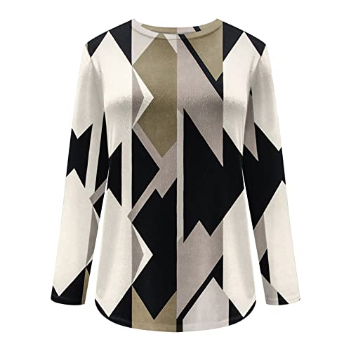Dolkfu Womens Loose Long Sleeve Crewneck Pullover Tops Geometric Color Block Fashion Casual Sweatshirt Trendy Tops For Women #TOP2