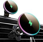 MOKPR for Magsafe Car Mount Charger-Magnetic Car Phone Holder Wireless Car Charger for Dash Air Vent-LED RGB HandsFree Car Mount Fast Car Charger for iPhone 17/16/15/14/13/12 Series (Black)