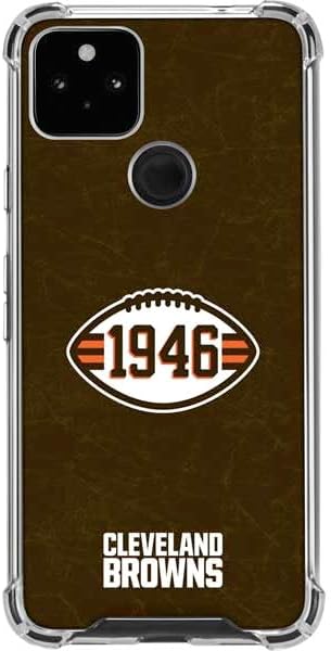 Skinit Clear Phone Case Compatible with Google Pixel 4a 5G - Officially Licensed NFL Cleveland Browns Alternate Distressed Design