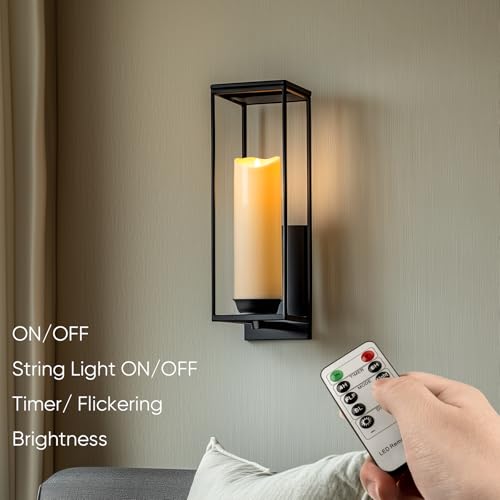 Image of Homemory 4 inchx12 inch Outdoor Waterproof Flameless Candles with Timers and Remote Control, Battery Operated Candles, LED Plastic Candles, Dark Ivory, Set of 2