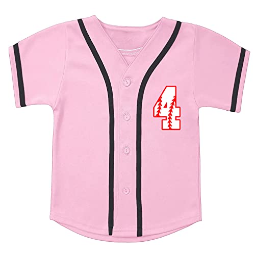 Kids Baseball Jersey And Socks 2Pcs Set Of Toddle Softball Shirt Boys And Girls 2-4 Years Old Birthday Outfit (Pink-4,4T,4 Years) #TOP1
