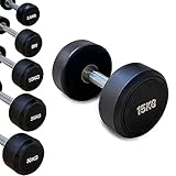 Abgerundetes Hantel-Set, schwere Gewichte, runde Hantel, runde Gummi-Hantel mit Rändelgriffen, für...
