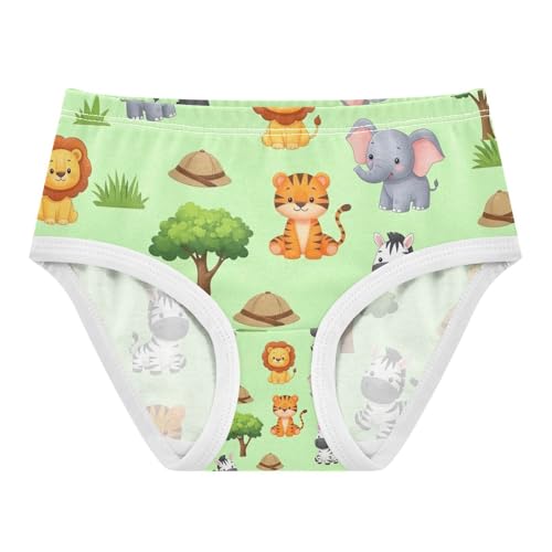 Toddler Briefs, Cute Cartoon Safari Animals Cotton Underwear Girls, 2T–8 Years