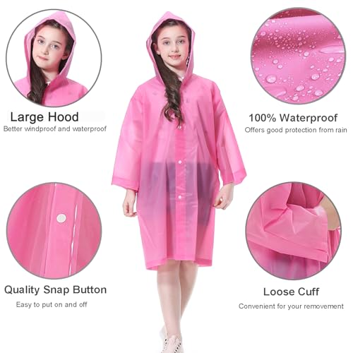 Image of Rain Ponchos Raincoats for Kids, 2 Packs Rain Coats Jacket Reusable with Hood for Boys Girls Disney Hiking Camping Outdoor