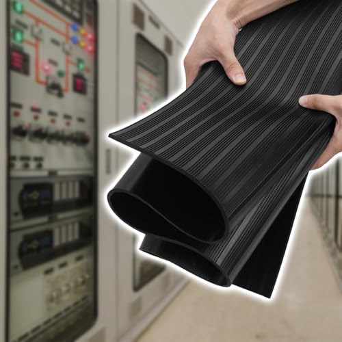 Non-Conductive High Voltage Insulated Rubber Mat, Substations Switchboard Matting for Factory/ Power Plants/ Distribution Room, Flexible Industrial Work Matt Floor Pad(22'x3 1/5'x1/10''(6.7mx1mx3mm))