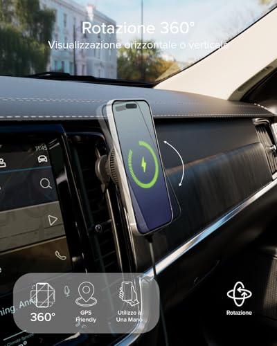 Supporto Auto Magsafe Sbs Caricatore Wireless Qi2.2 Da 25 W E Ventola Di Raffreddamento, Nero - 9