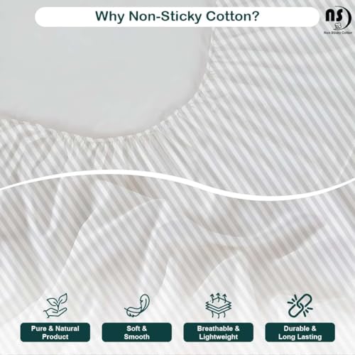 Image of NON Sticky cotton Premium 4 Piece Egyptian Cotton Fitted Queen Sheet Set, Hotel Quality Soft Breathable Bedding Sheets, 15 inch Deep Pocket, 60 inch X 80 inch, White Stripe