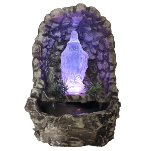 Fonte de água Ns° das Graças decorativa gruta cascata com luz col...