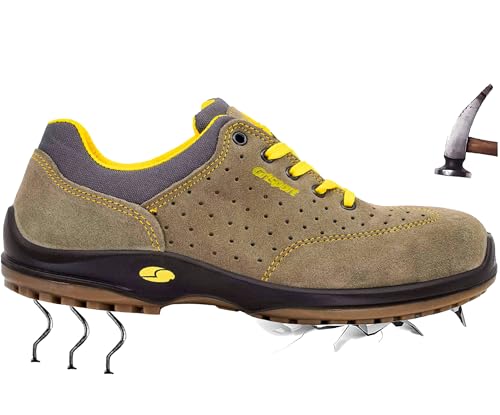 Zapatos de seguridad 75131KS1 Caprera S1+P SRC Militar Oil Resistaint Puntera de acero 100% Made in Italy, Militar Ante, 47 EU