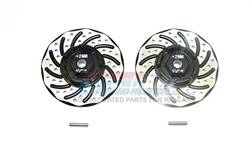 GPM for Traxxas Rustler 4X4 VXL (67076-4) Upgrade Parts Aluminum +2mm Hex with Brake Disk with Silver Lining - 1Pr Set Black