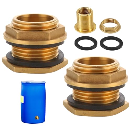 Husoue DEHL0178 2er Messing Regentonnendurchführung Set