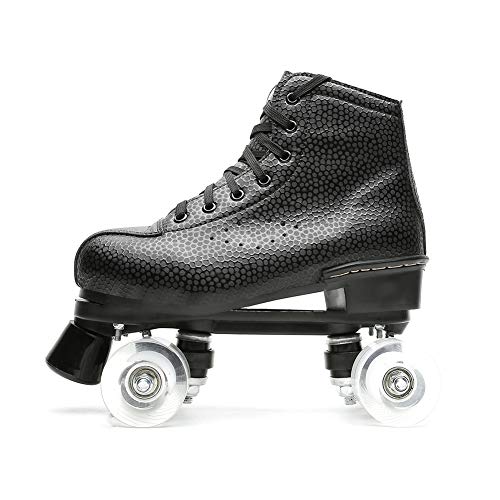 Image of Women Roller Skates High Top Indoor Outdoor Quad Speed Skates Black 12 M US Women