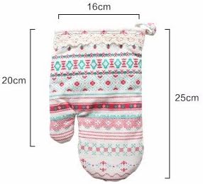 Kitchen baking special cotton and linen thicken microwave oven high temperature insulation anti-hot gloves,single only,National style