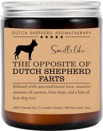 AcevedoDesign Dutch Shepherd Scented Soy Candle, 8oz, Lavender, Modern, Animal, Stress Relief, 50hr Burn Time, Indoor Use