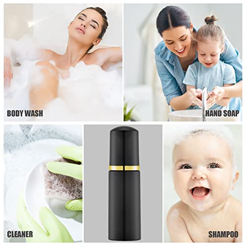 Image of Lil Ray 2 Oz Empty Colored Foam Pump Bottle, Travel Foamer Soap Dispenser for Lash Shampoo, Hand Soap, Foaming Cleaner, Black&gold 3, 12 PCS