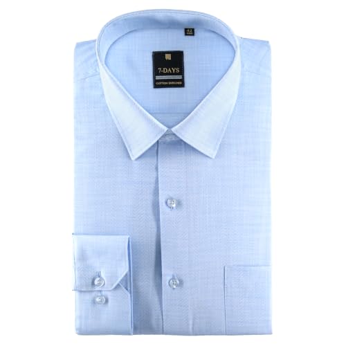Image of 7-DAYS Premium Men's Formal Shirts - Cotton Rich, Textured Self-Design, Full Sleeve, Regular Fit, Wrinkle Resistant, with Pocket - Perfect for Office