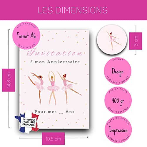 RXLITE NOUVEAUTE KIT CREATIF DE 10 CARTES D'INVITATION ANNIVERSAIRE A GRATTER THEME DANSEUSE EN FRANCAIS: 10 CARTONS, 10… - Image 7