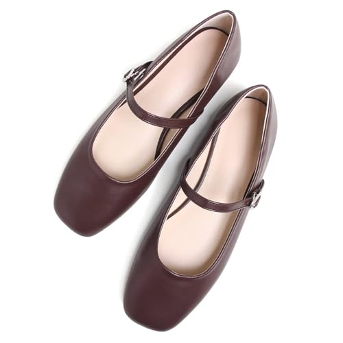 Image of LUXINYU Women's Slip on Flats,Classy Round Toe Solid Classic Mary Jane Ballet Dance Shoes Soft Comfortable PU Flat Shoes