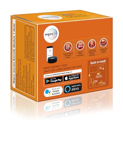 Image of Wipro Smart Switch Module, 1 Switch Control Compatible with Alexa & Google Home (Pack of 1,White)