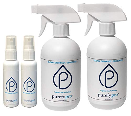 Purefypro Disinfectant Spray Set - Kills 99.9999% Norovirus, HIV, Hepatitis, Flu, Monkeypox Viruses and Drug Resistant Germs, MRSA VRE, Fungi. No Rinse, No Residue. Suitable for All Surfaces.