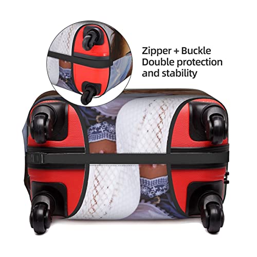 Custom Luggage Cover Personalized Suitcase Cover with Your Own Photo Text Logo Washable Scratch Resistant Resilient Luggage Protector for Business Vacation Travel (L, fit 25-28 Inch Luggage)2