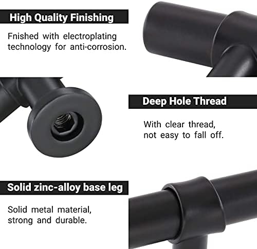goldenwarm Drawer Knobs Kitchen Cabinet Knobs - 10 Pack Black Knobs for Cabinets 2 inch Overall Length Knobs for Bathroom Cupboards — view 2