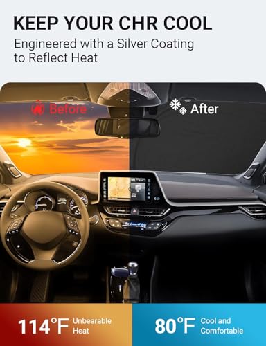 Image of Proadsy 2026 Upgrade Front Windshield Sun Shade Foldable Sunshade Protector Custom Fit 2018-2023 CH-R C-HR CHR, XLE Premium CUV Winter Accessories