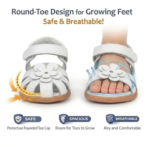 Image of Femizee Toddler Girls Leather Dress Sandals with Adjustable Strap