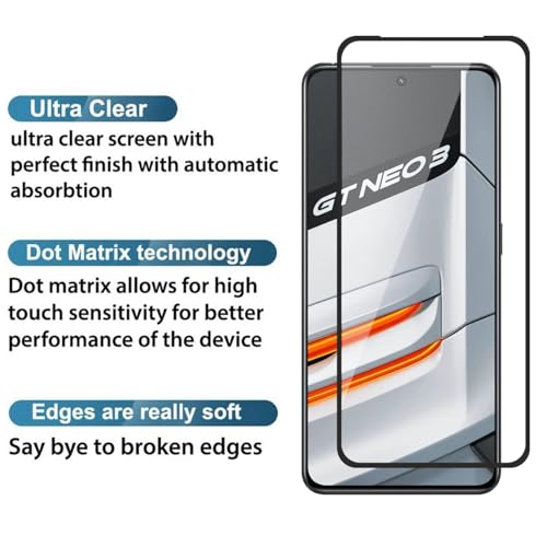 Image of HD Tempered Glass Screen Protector Compatible For Realme Gt Neo 3 With Edge To Edge Coverage And Easy Installation Kit