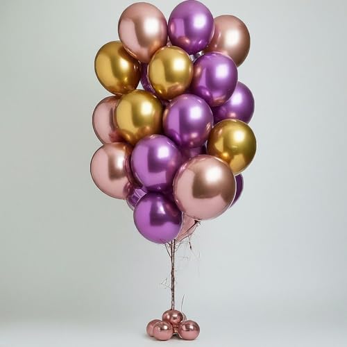 Image of AMFIN (Pack of 48) Happy Diwali Diya Shape Foil Balloon with Chrome Balloons - Multi